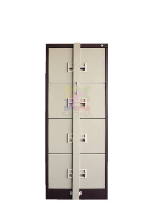 vertical filing cabinet with locking bar