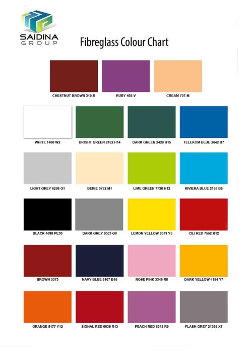 fiber glass colour chart